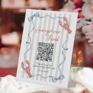 She’s a Catch Lobster Honeymoon Fund QR Code  Pedestal Sign