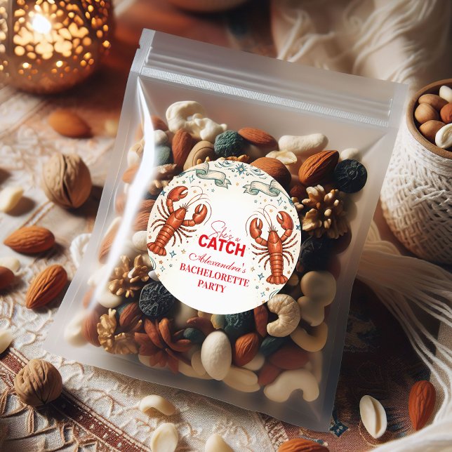 She’s a Catch Nautical Bachelorette Classic Round Sticker (Creator Uploaded)