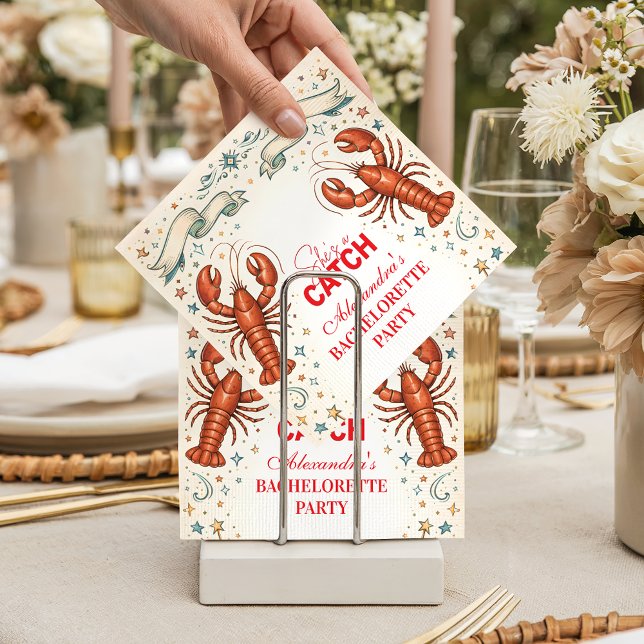 She’s a Catch Nautical Bachelorette Napkins (Creator Uploaded)