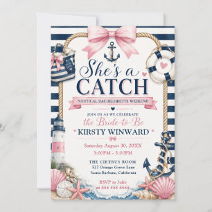 She’s a Catch Nautical Bachelorette Party Invitation