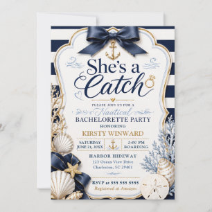 She’s a Catch Nautical Bachelorette Party Invitation