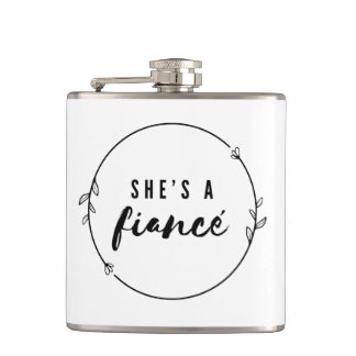 She’s a Fiancé Elegant Engagement Bride to Be Gift Flask