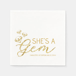 She’s a Gem – Gold Glam Birthday Party Napkins