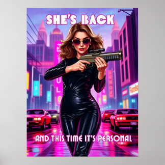 She’s Back – Retro Femme Neon Pop Art Poster