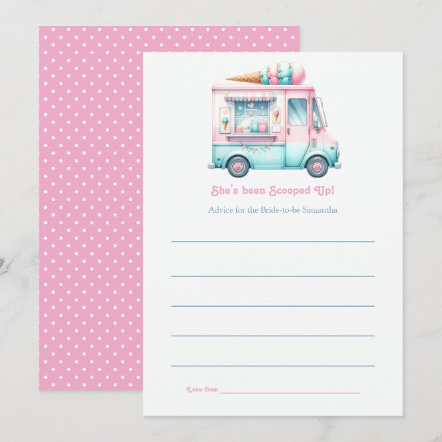 She’s Been Scooped Up Bridal Shower Advice Card (Front/Back)