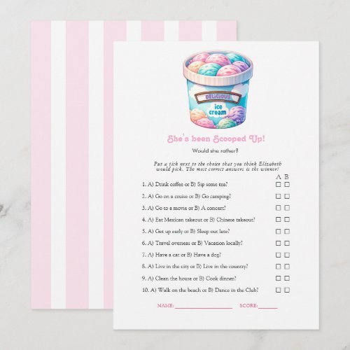 She’s Been Scooped Up Bridal Shower Game Invitation
