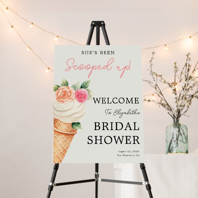 She’s Been Scooped Up Bridal Shower Welcome Sign (In Situ (Stand))
