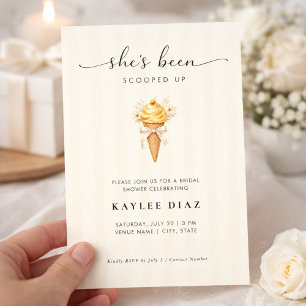 She’s Been Scooped Up Ice Cream Bow Bridal Shower Invitation
