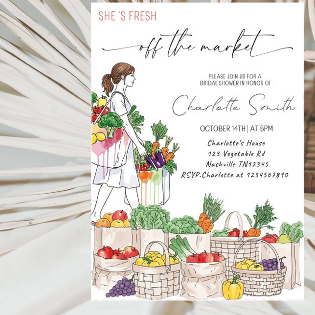 She’s Fresh Off the Market Bridal Shower Party Invitation (Creator Uploaded)