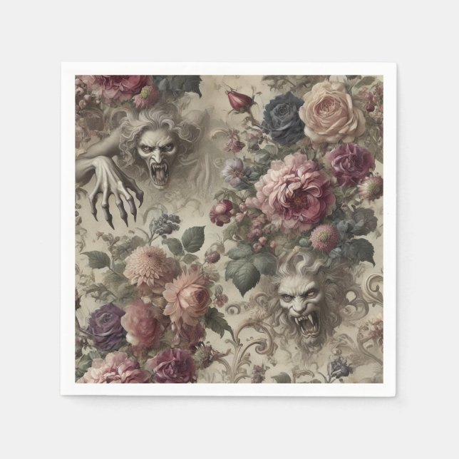 She’s Got Claws – Gothic Floral  Napkins (Front)