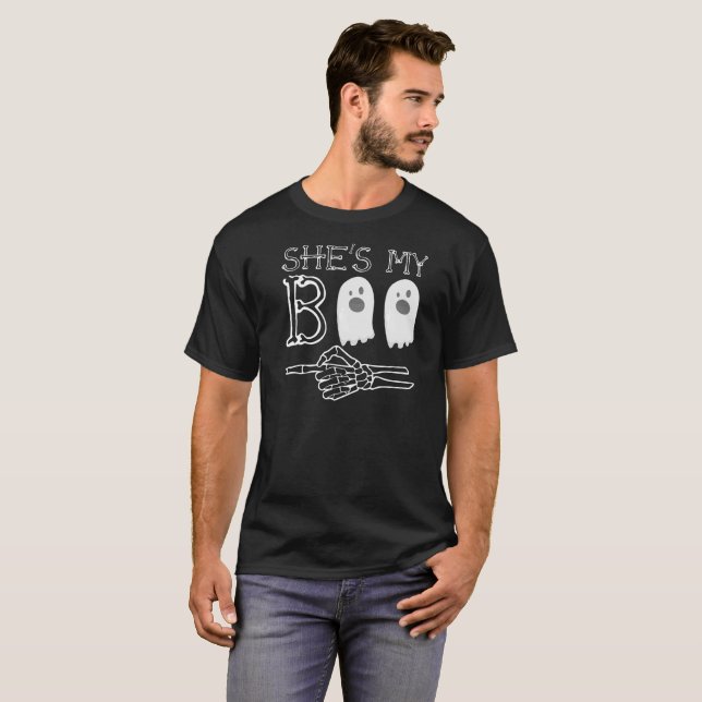 She’s My Boo Couple Love Relationship Halloween T-Shirt (Front Full)