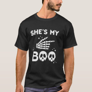 She s My Boo Funny Matching Halloween Couples Skul T-Shirt