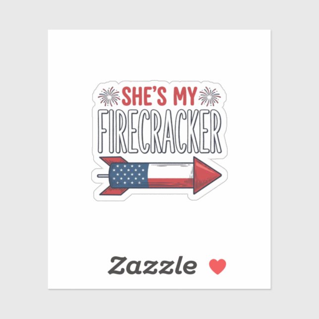 She’s My Firecracker Patriotic Couple Design_1 Sticker (Sheet)