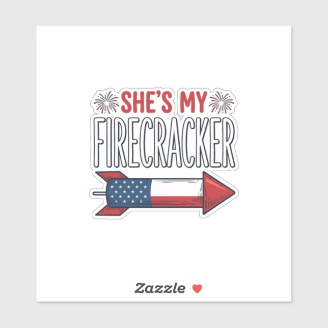 She’s My Firecracker Patriotic Couple Design_1 Sticker (Sheet)