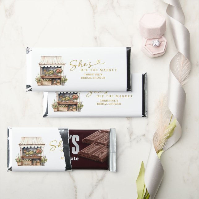 She’s Off The Market Bridal Shower Hershey Bar Favors (Front)