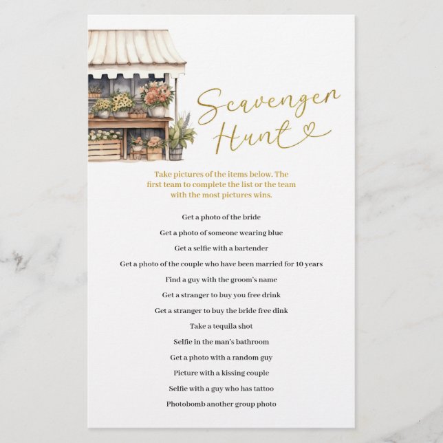 She’s Off the Market Scavenger Hunt Games Card (Front)