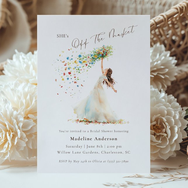 She’s Off the Market Whimsical Bridal Shower Invitation (Creator Uploaded)