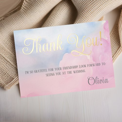Shes On Cloud 9 Pink Bridal Shower Thank you card