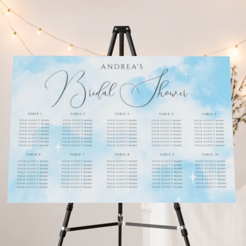 Shes on Cloud Nine Bridal Shower Seating Chart Foam Board