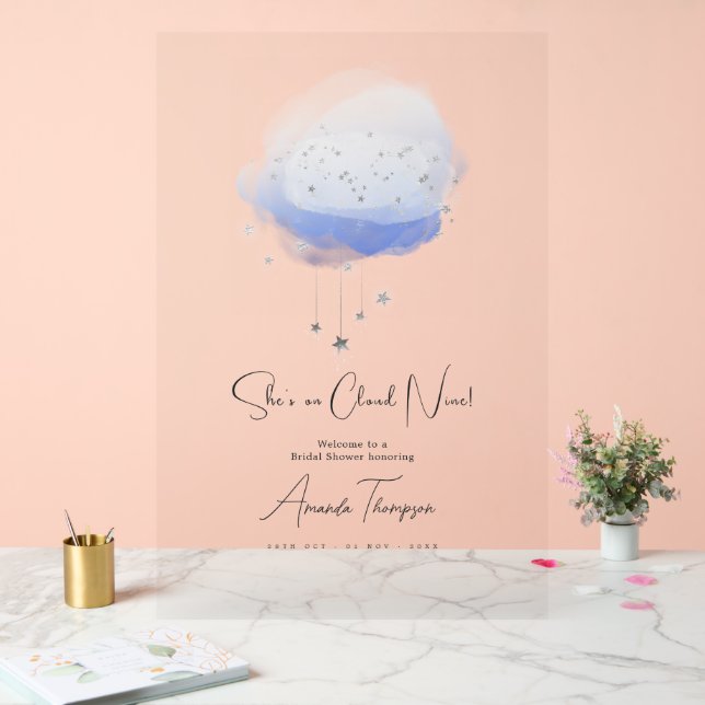 She’s on Cloud Nine Bridal Shower Welcome Acrylic Sign (Wedding)