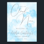 She’s on Cloud Nine Dreamy  Blue Bridal Shower Poster<br><div class="desc">She’s on Cloud Nine Dreamy Blue Bridal Shower Foam Board</div>