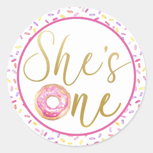 She’s One Pink Donut Birthday Label (Front)