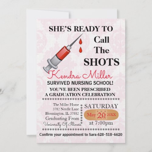 Shes Ready To Call The Shots Nursing Graduation Invitation