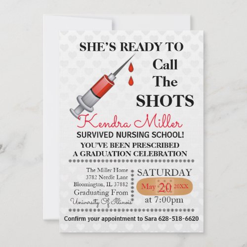 Shes Ready To Call The Shots Nursing Graduation Invitation