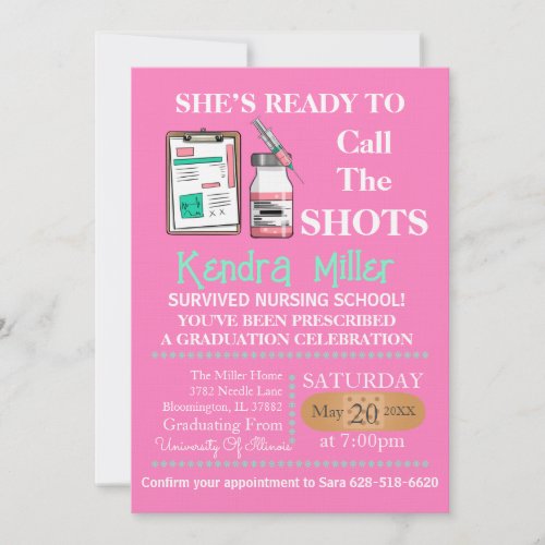 Shes Ready To Call The Shots Nursing Graduation Invitation