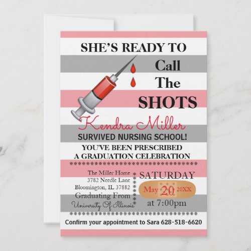 Shes Ready To Call The Shots Nursing Graduation Invitation