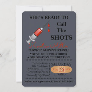She’s Ready To Call The Shots Nursing Graduation Invitation
