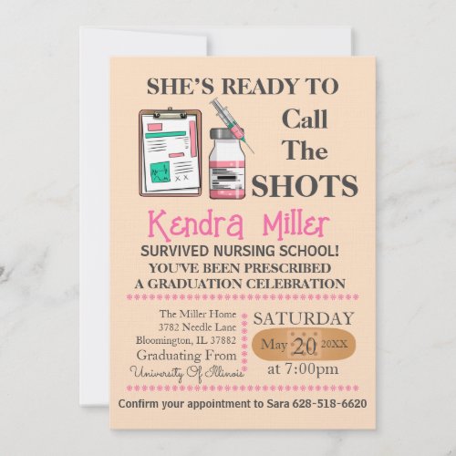 Shes Ready To Call The Shots Nursing Graduation Invitation