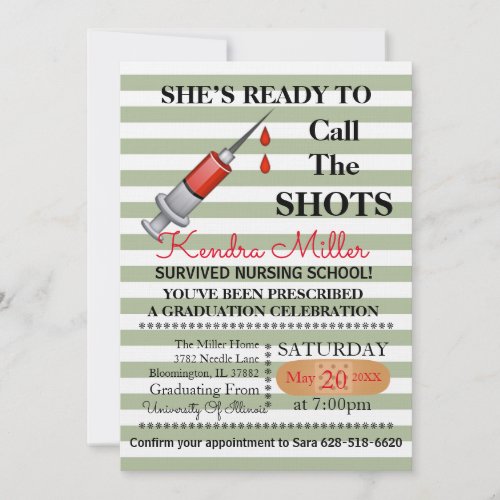 Shes Ready To Call The Shots Nursing Graduation Invitation