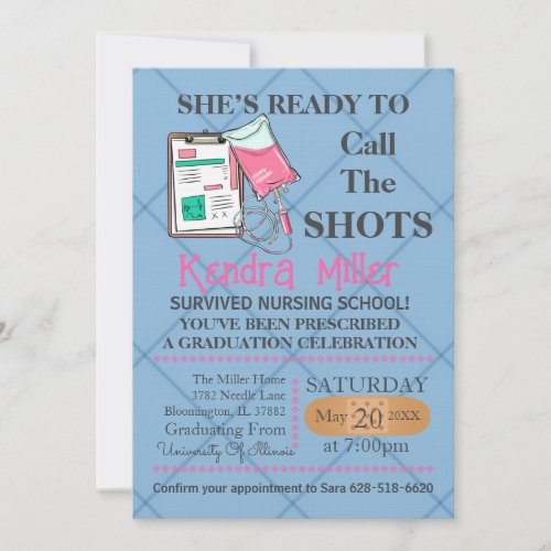 Shes Ready To Call The Shots Nursing Graduation  Invitation