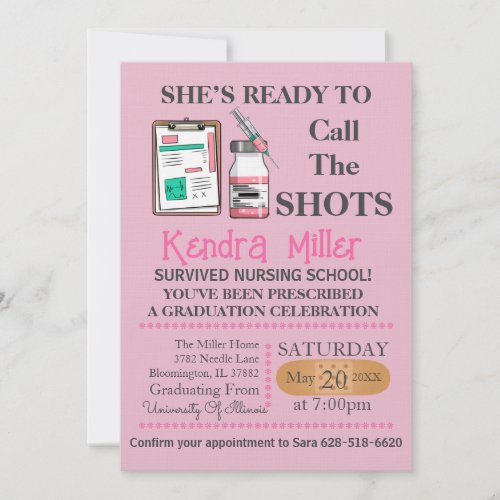 Shes Ready To Call The Shots Nursing Graduation Invitation