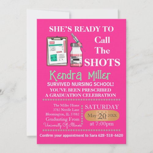 Shes Ready To Call The Shots Nursing Graduation Invitation