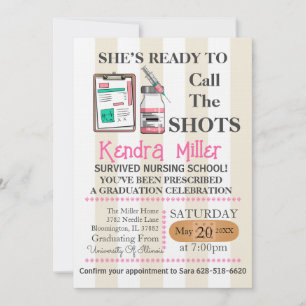 She’s Ready To Call The Shots Nursing Graduation Invitation