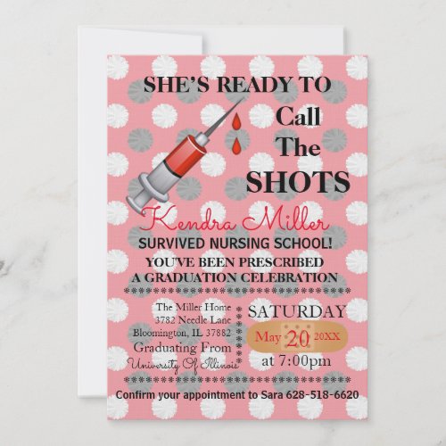 Shes Ready To Call The Shots Nursing Graduation Invitation