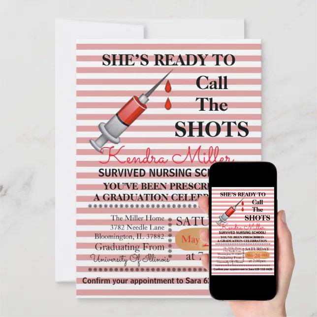 Shes Ready To Call The Shots Nursing Graduation Invitation Zazzle