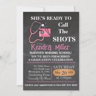 She’s Ready To Call The Shots Nursing Graduation Invitation