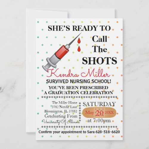 Shes Ready To Call The Shots Nursing Graduation Invitation