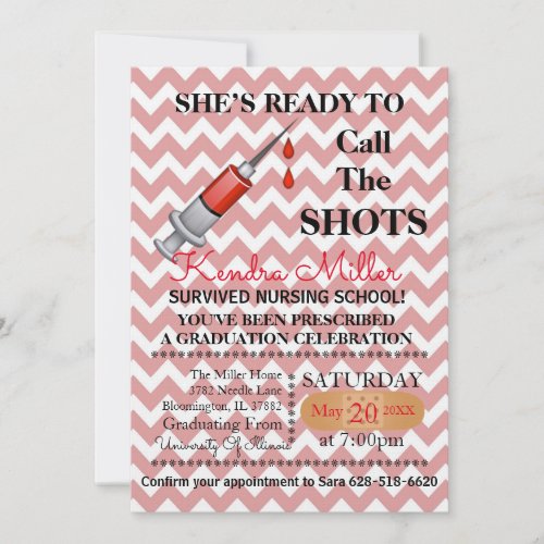 Shes Ready To Call The Shots Nursing Graduation Invitation