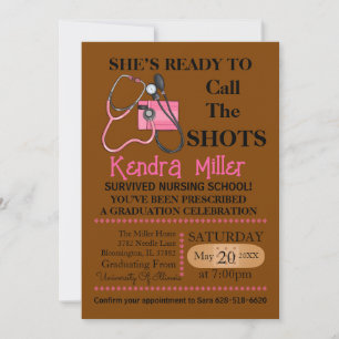 She’s Ready To Call The Shots Nursing Graduation Invitation