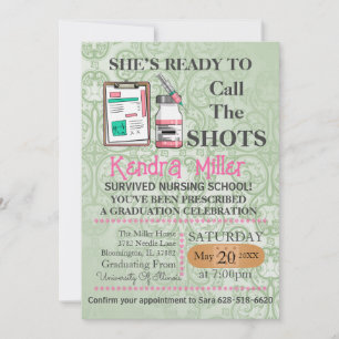 She’s Ready To Call The Shots Nursing Graduation Invitation