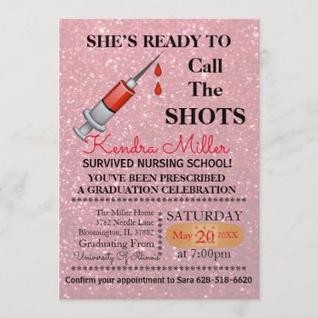 She’s Ready To Call The Shots Nursing Graduation Invitation by Zulibby at Zazzle