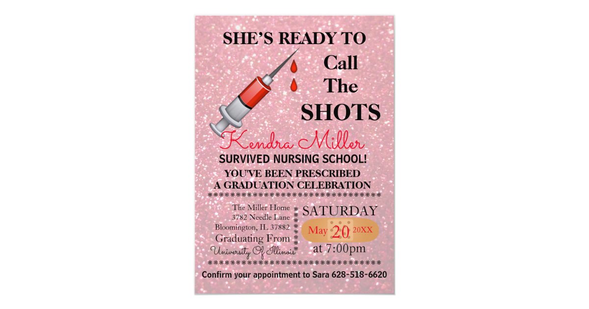 She’s Ready To Call The Shots Nursing Graduation Invitation