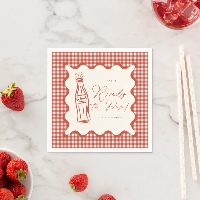 She’s ready to pop baby shower napkins (Insitu)