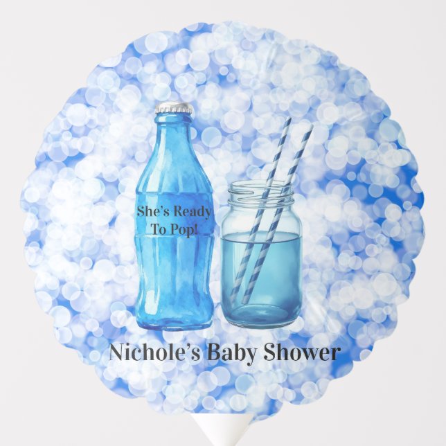 She’s Ready To Pop Blue Boy Baby Shower Balloon (Front)