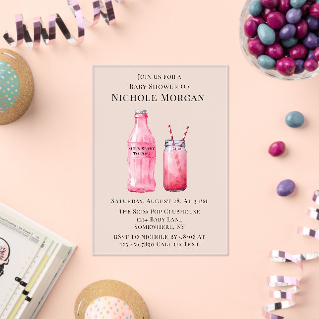 She’s Ready To Pop Girl Baby Shower Acrylic Invitations (Insitu (Celebration))
