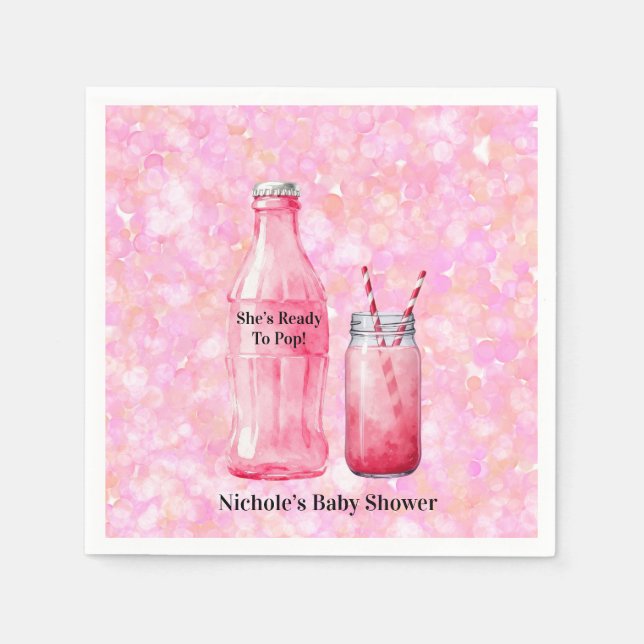 She’s Ready To Pop Girl Baby Shower Napkins (Front)